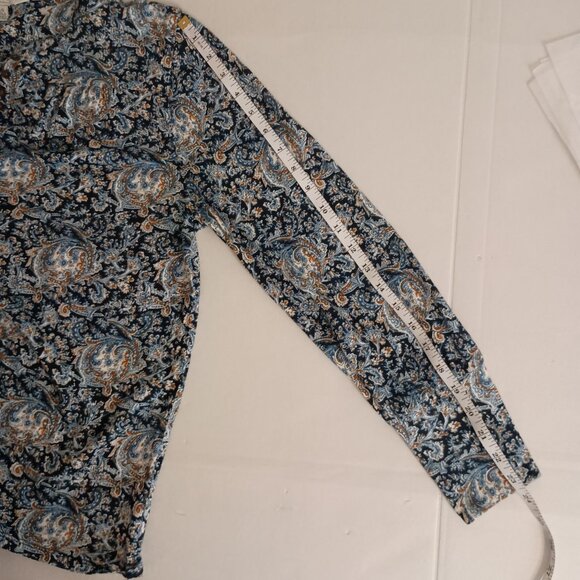 Lucky Brand Women’s Blue Printed V-Neck Jersey Top Button Front Size Large - Picture 14 of 16